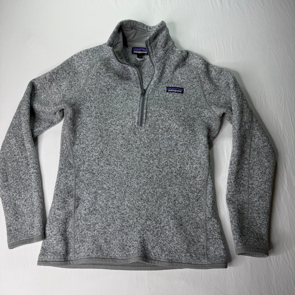 Patagonia Better Sweater 1/4 Zip Pullover Women's Small Gray Heathered Mock Neck